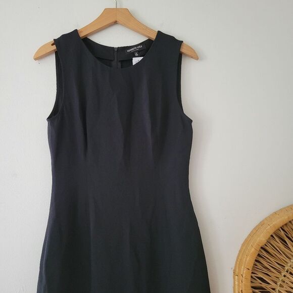 Kenneth Cole Black Label Silk Sheath Dress Black S Front Slits Long - Picture 3 of 10